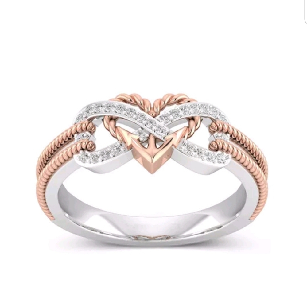 New friendship infinity rose gold Cz ring